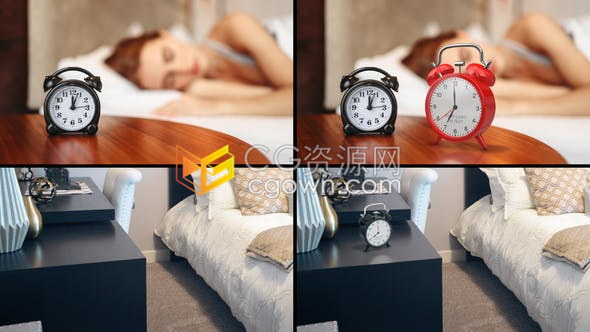 模拟3D闹钟指针转动闹铃唤醒计时器元素场景动画-AE模板