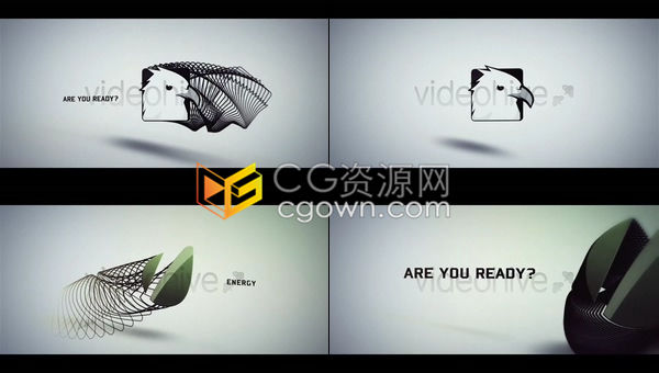 抽象LOGO边缘螺旋状拖影抖动回声效果时尚音乐标志片头-AE模板