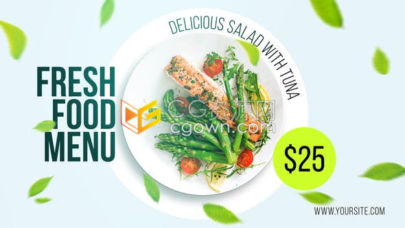 外卖餐饮介绍新鲜美味食品菜单在线展示促销包装-AE模板
