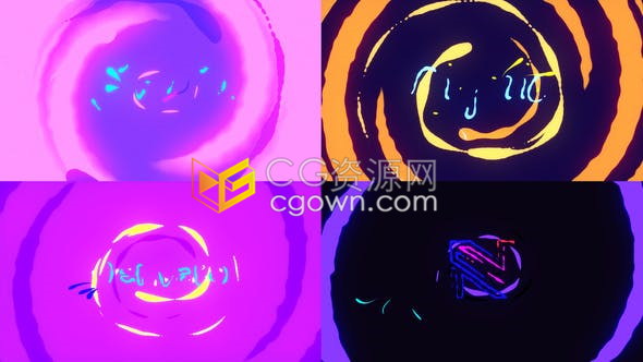 活力多彩卡通发光液态动画效果Flash FX元素游戏流媒体频道LOGO动画-AE模板