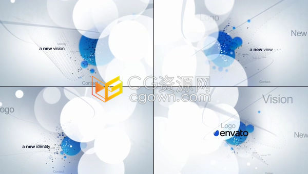 干净明亮蓝白光斑效果文字标题LOGO标志片头-AE模板下载