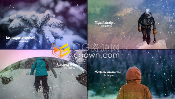 非常漂亮的多彩光视差效果浪漫圣诞节幻灯片节日相册-AE模板