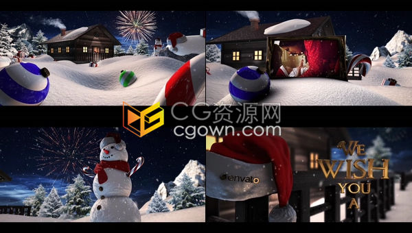 神奇圣诞节日动画场景公司宣传视频介绍独特祝福贺卡-AE模板下载