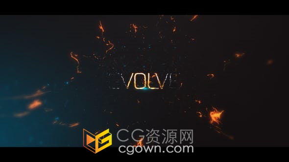 VFX冲击爆炸火焰能量特效介绍金属文字标题宣传预告片头-AE模板