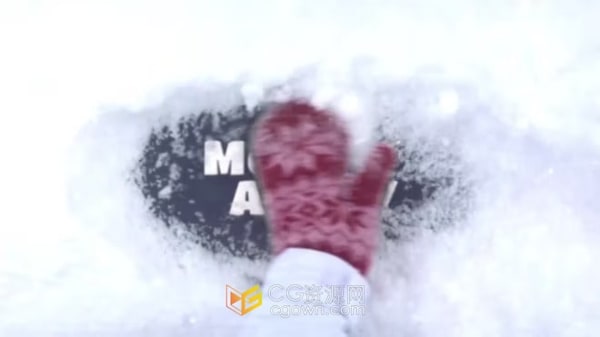 AE模板-雪地上人手拨开积雪实景镜头展示LOGO文字动画
