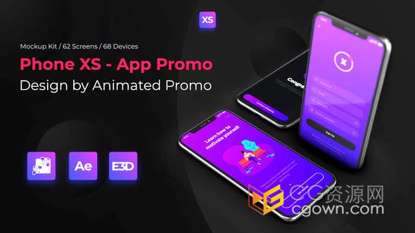 iPhone Xs样机广告应用程序展示手机商店促销商业宣传视频-AE模板下载