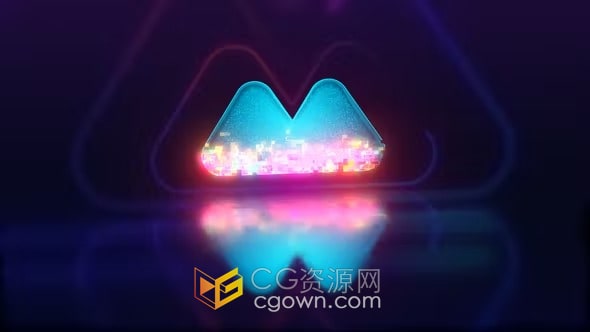 像素化故障发光LOGO标志特效动画视频-AE模板
