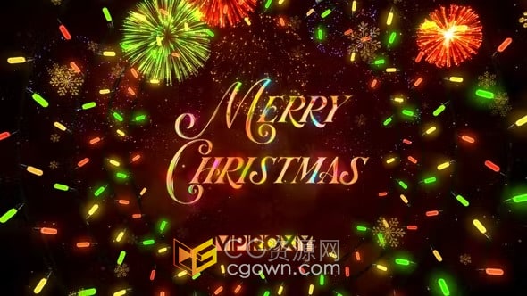圣诞装饰彩色灯烟花动画节目问候视频片头-AE模板下载