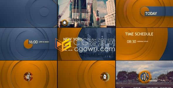 彩色活力圆圈动画电视广播节目包装预告角标时间表字幕循环背景过渡-AE模板