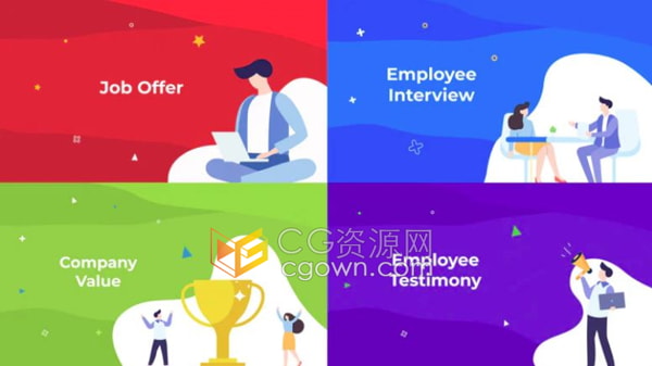 AE模板-公司招聘广告信息职位介绍企业宣传动画场景动态海报