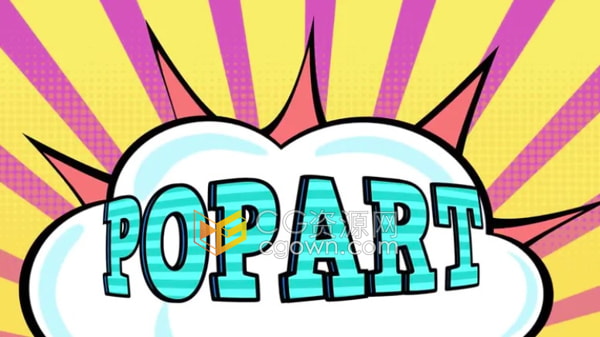 AE模板-Pop流行艺术风格卡通视频综艺节目标题背景明亮酷炫创意海报