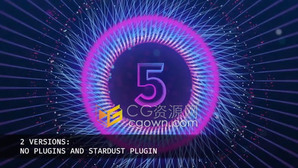 AE模板-超炫美的七彩爆炸粒子效果数字倒计时