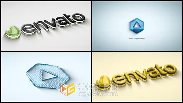 4K分辨率3D光面公司标识LOGO动画视频片头-AE模板