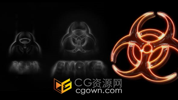 Dark Smoke Neon Logo深色烟雾霓虹灯发光标志效果片头视频-AE模板