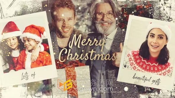 金光闪闪粒子动画展示照片幻灯片相册视频-AE模板