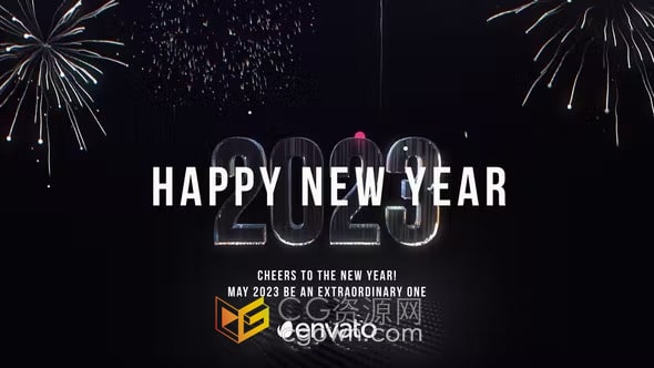 2023新一年倒计时开幕3D水晶数字动画开场视频-AE模板