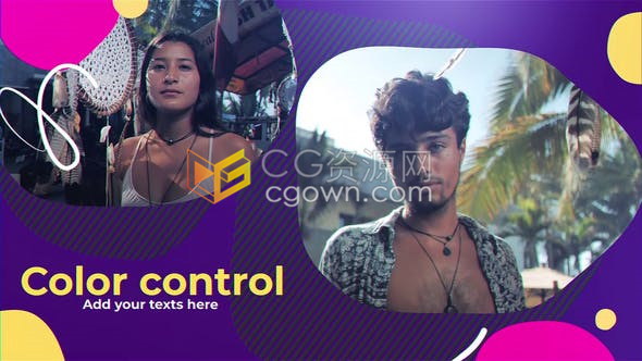 生动时尚魅力模特展示时装周宣传片卡通彩色图形演绎小视频动画效果-AE模板