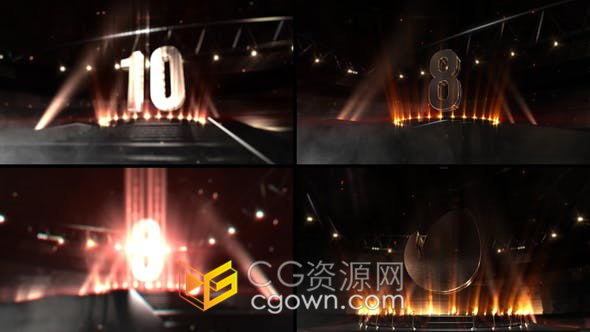 体育馆场景10秒倒计时3D动画效果开场视频片头-AE模板