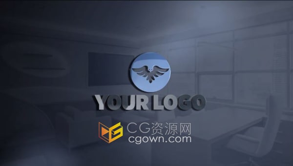 AE模板-干净清晰办公室场景图像背景简洁公司品牌LOGO动画