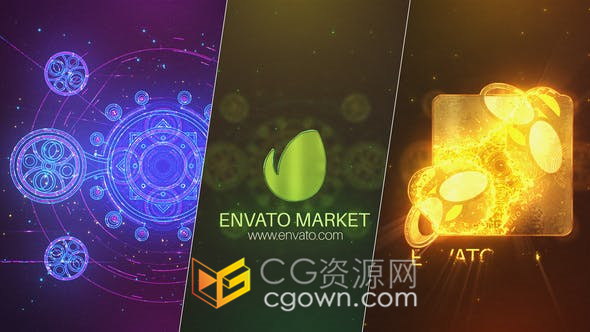 Magic Logo Reveal魔术发光火花耀斑五角星图案光线动画-AE模板