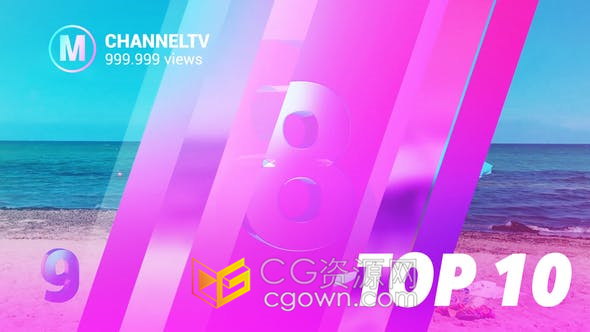Top 10最佳前十进球10数字倒计时动画效果-AE模板
