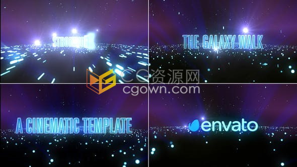 抽象银河漫步场景下落粒子发光飞点特效电影文字标题AE模板免费下载