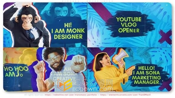 画笔笔刷风格炫酷介绍博主人物简短宣传视频-AE模板