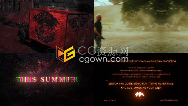 多彩抽象流体仿真发光墨水毛刺标题动作电影预告片-AE模板下载