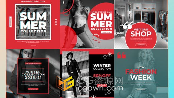 6个独特设计媒体小视频时尚广告短片动画效果制作-AE模板