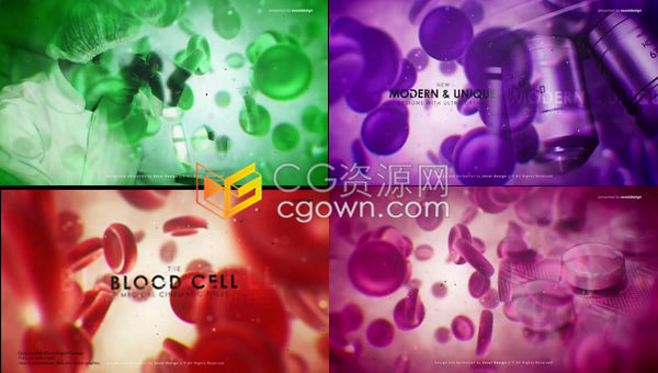 显微镜下生物血红球细胞医用3D动态图形背景医学医疗片头-AE模板下载