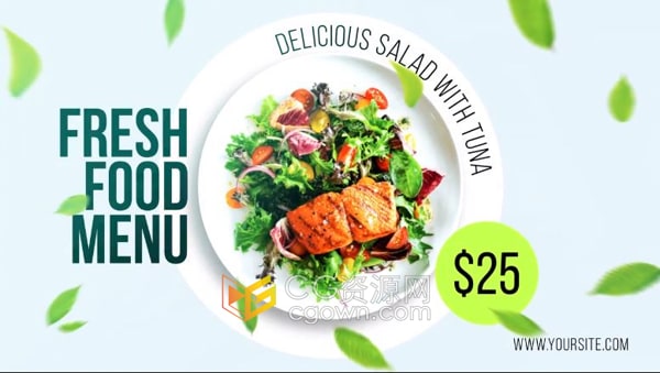 AE模板-干净清新风格新鲜食物新品菜单展示餐饮宣传
