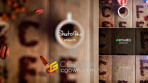 Coffee咖啡馆摩卡咖啡饮料视频广告LOGO品牌片头动画-AE模板