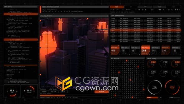 HUD高科技界面UI游戏5组全屏用户界面20种元素20个标注标题10组个人资料动画-AE模板