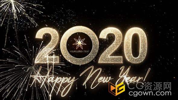 现代豪华时钟2020新年倒计时除夕夜梦幻欢乐庆祝活动-AE模板