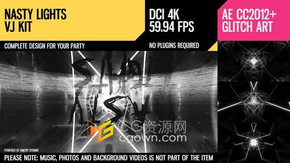 Nasty Lights VJ素材制作150个元素映射投影灯光线条动画视频-AE模板