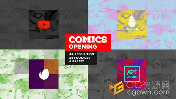 快速漫画开场童卡通电视广播介绍艺术节目开场片头-AE模板下载