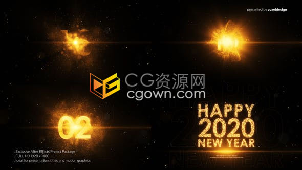 金光粒子10秒倒计时用于公司年会活动颁奖典礼新年庆典节日聚会-AE模板