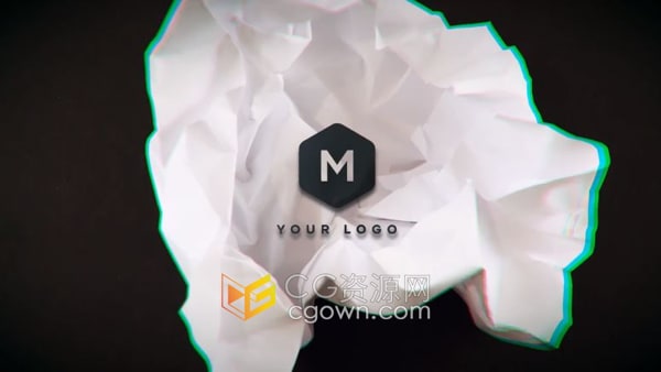AE模板-褶皱纸团实景镜头静帧定格快速展开标志动画
