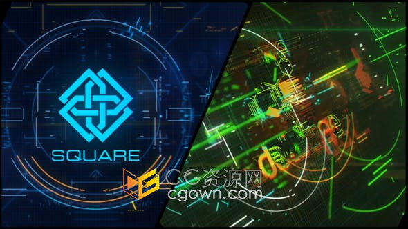高科技平视显示全息图科幻技术网格数字信息宣传视频片头-AE模板