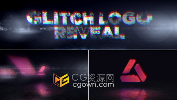 霓虹灯失真科技感视频片头3D故障LOGO动画效果-AE模板
