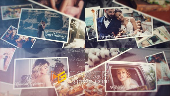 Cinematic Wedding优雅唯美美丽新娘婚礼照片相册浪漫情人节幻灯片视频-AE模板