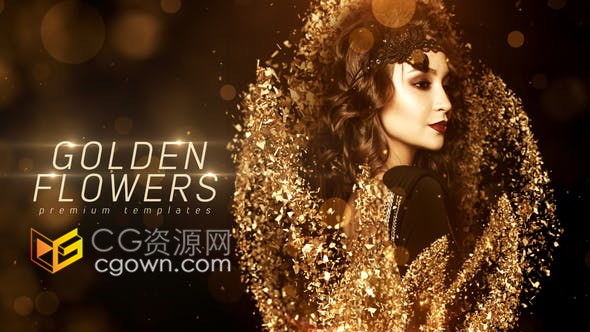 发光金色光效粒子魅力图文介绍视频公司年会活动颁奖开场片头-AE模板