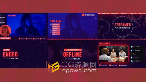 7个不同场景在线会议界面图形设计视频包装动画效果-AE模板