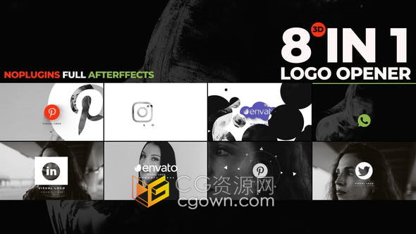 3D视觉效果创意设计公司LOGO社交媒体标志视频片头动画-AE模板