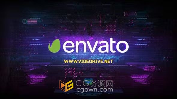 Cyberpunk Logo AE模板赛博朋克特效标识动画视频