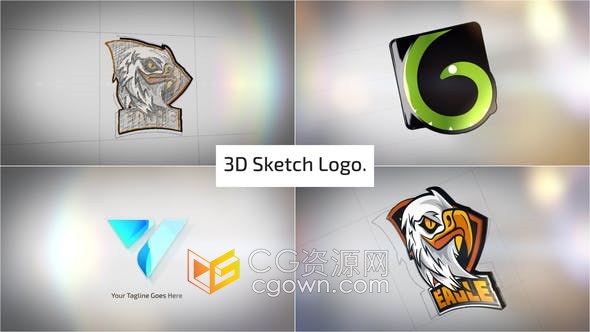 3D草图描边铅笔素描绘图LOGO动画视频片头效果制作-AE模板