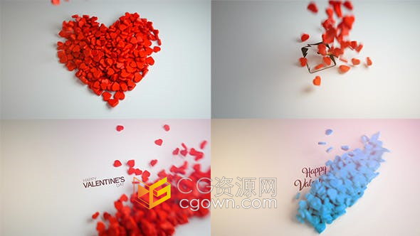 Love Logo 3D爱心浪漫情人节婚礼视频片头动画-AE模板免费下载