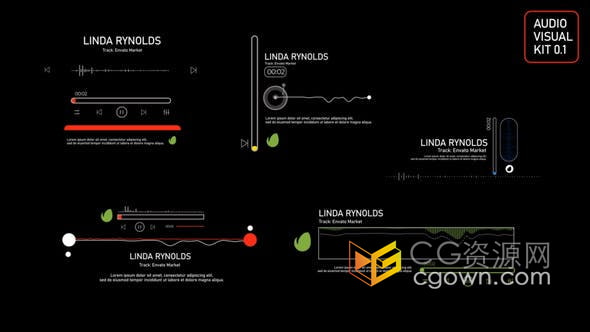 AE模板-5种不同的音频频谱音乐波形可视化器歌曲宣传动态图形