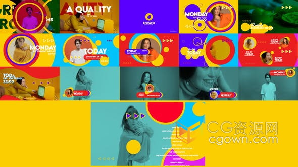 AE模板-五彩缤纷电视网络频道宣传包装社交平台小视频广告