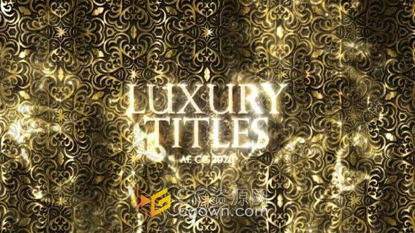 豪华金色图案背景文字标题动画晚会开场-AE模板